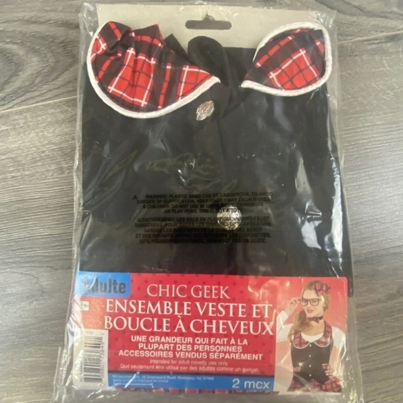 Geek Chic Vest & Hair Bow Set Halloween Costume Cosplay OSFM One Size Fits Most - Picture 2 of 4